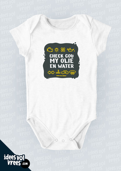 Baba Vest Idees Vol Vrees® "Check gou my olie en water"