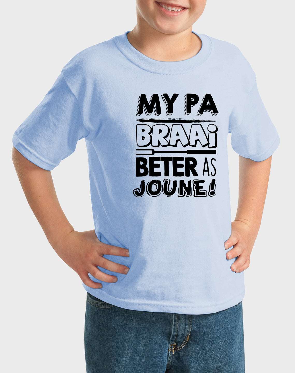 Kiddies My pa braai beter as joune! T-shirt - komedie