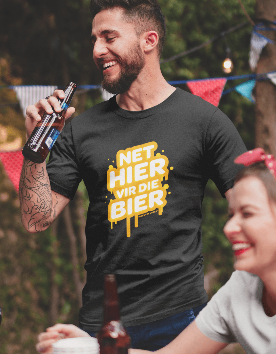 Idees Vol Vrees® "Net Hier Vir Die Bier" Men's T-shirt