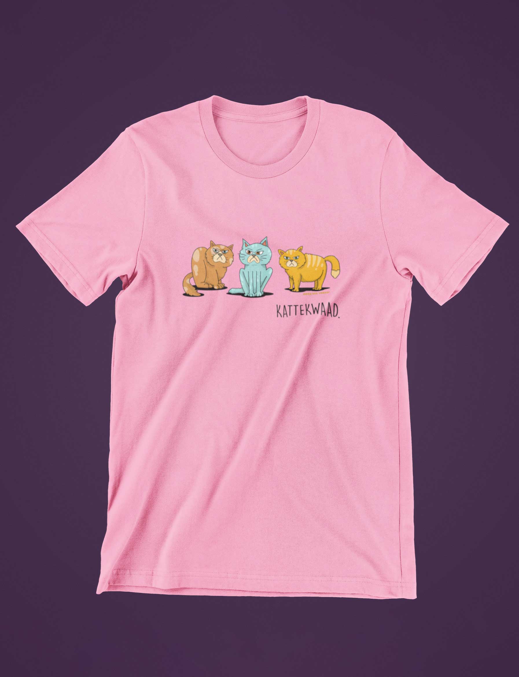 Idees Vol Vrees® Kattekwaad  Pink Unisex T-shirt