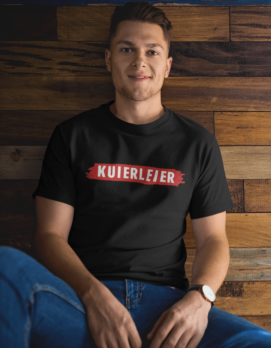Idees Vol Vrees® "KUIERLEIER" Rooi/Wit Men's T-shirt